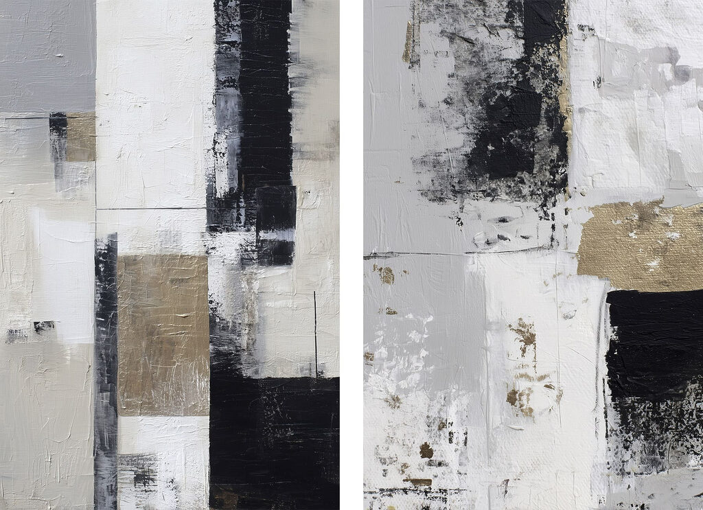 Painting of black and white squares