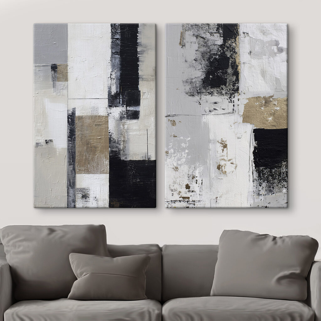 Painting of black and white squares