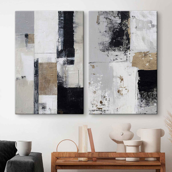 Painting of black and white squares