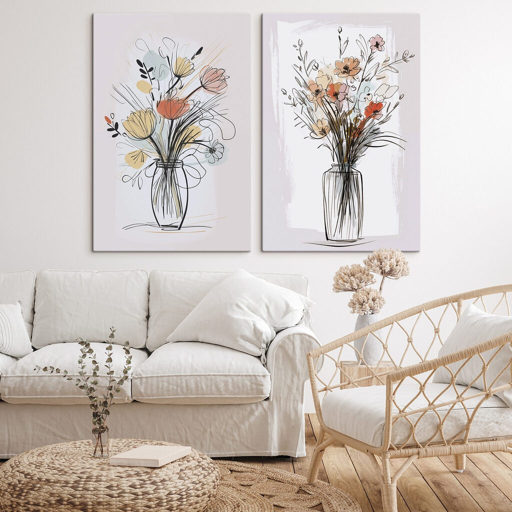 Painting of flowers in a vase