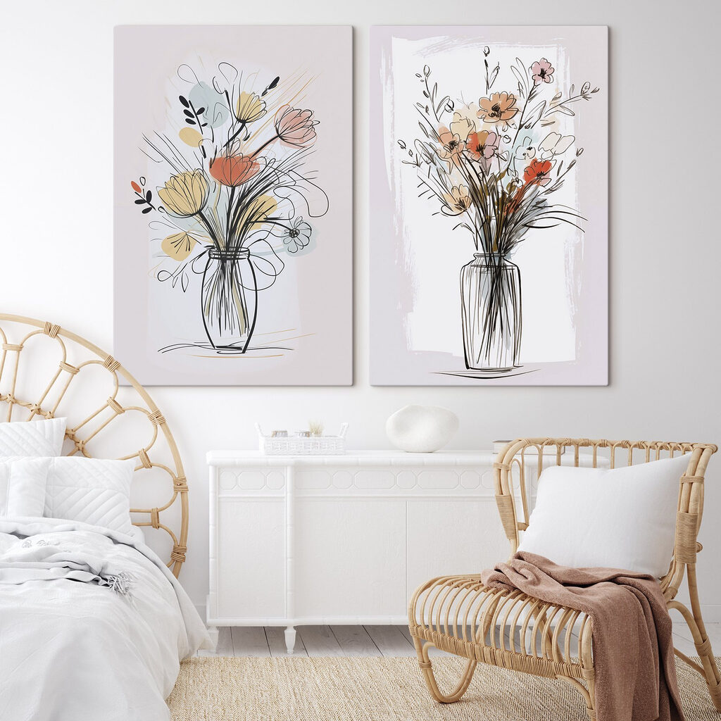 Painting of flowers in a vase