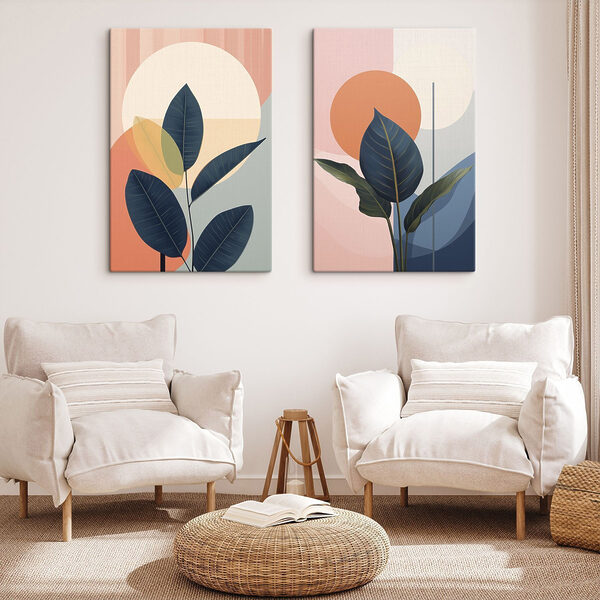 - Lush leaves against vibrant backgrounds