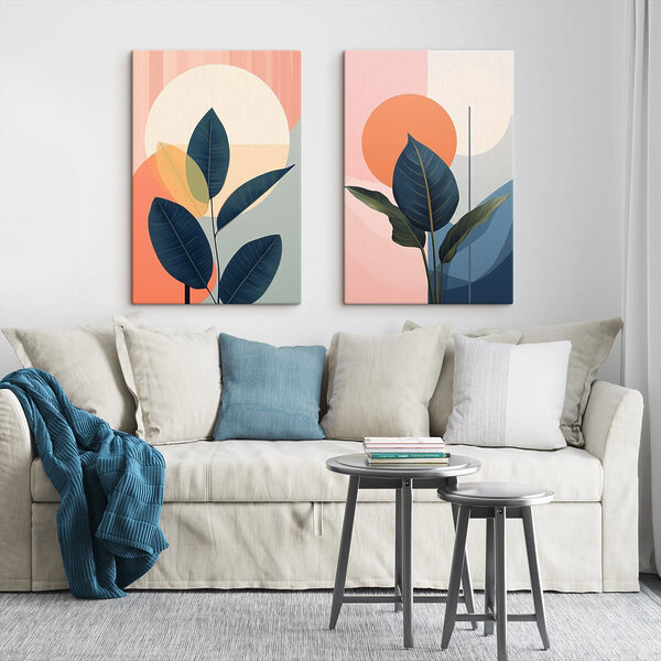 - Lush leaves against vibrant backgrounds