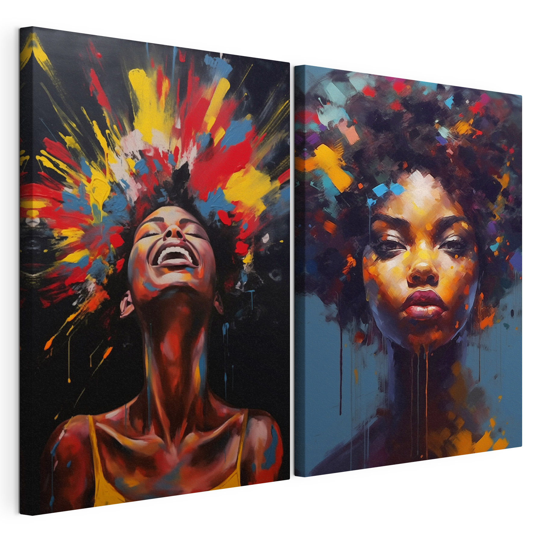 Collage of a woman with colorful paint on her face