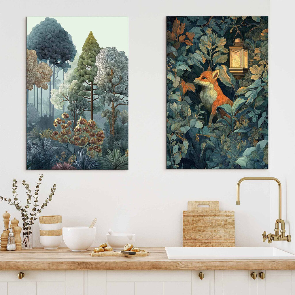 Collage of a fox in the woods Collage of a fox in the woods