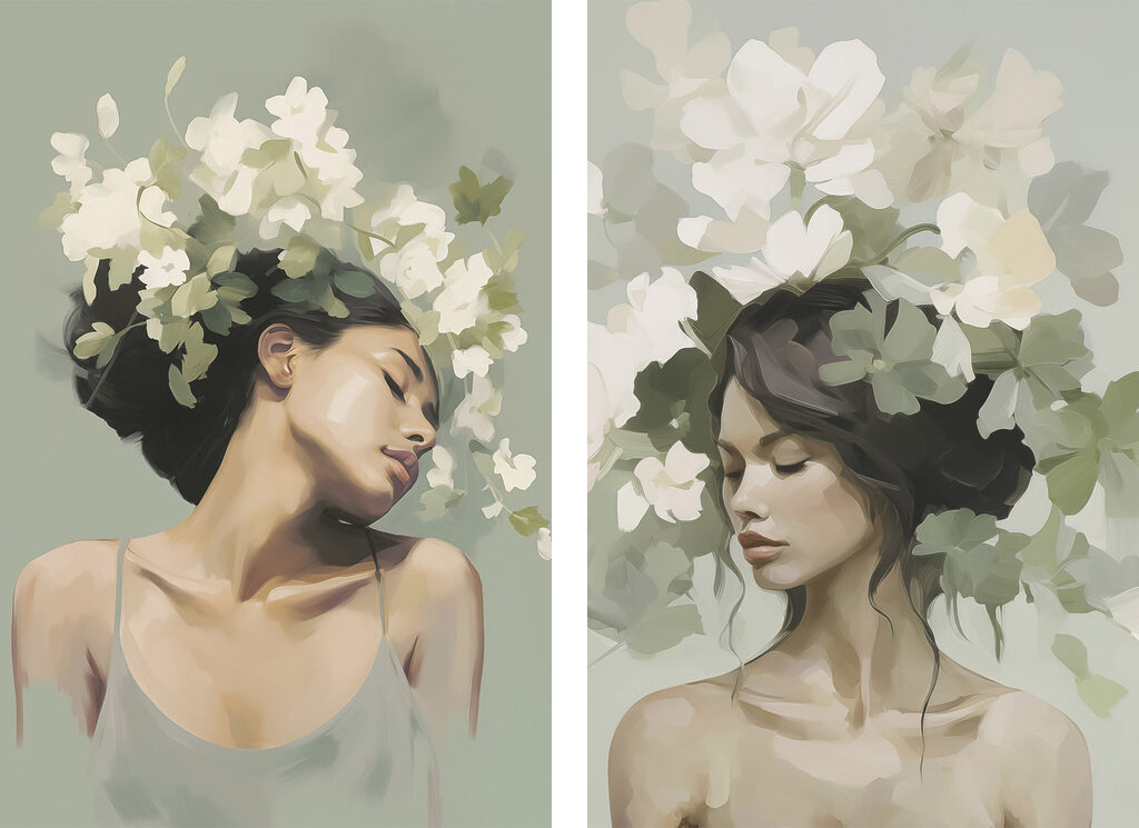 Woman with flowers in her hair Woman with flowers in her hair