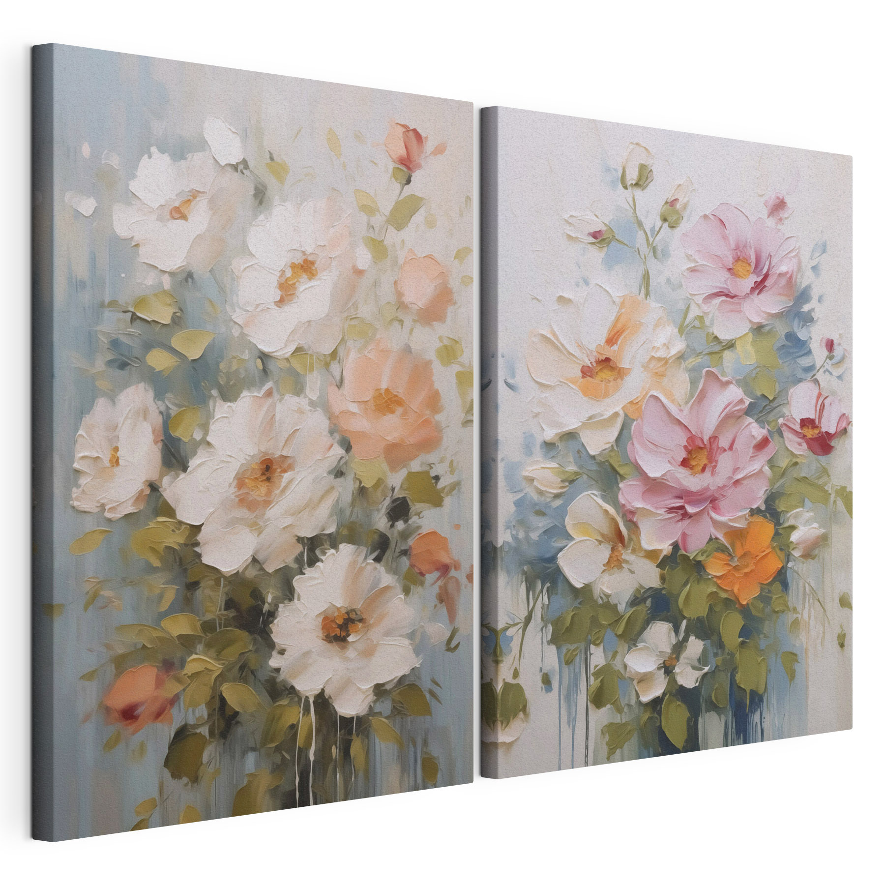 Painting of flowers on canvas