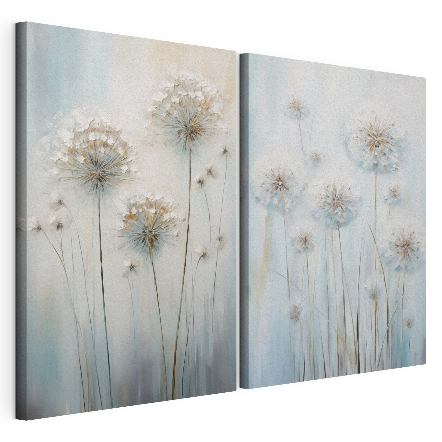 Painting of dandelions on a blue background Painting of dandelions on a blue background