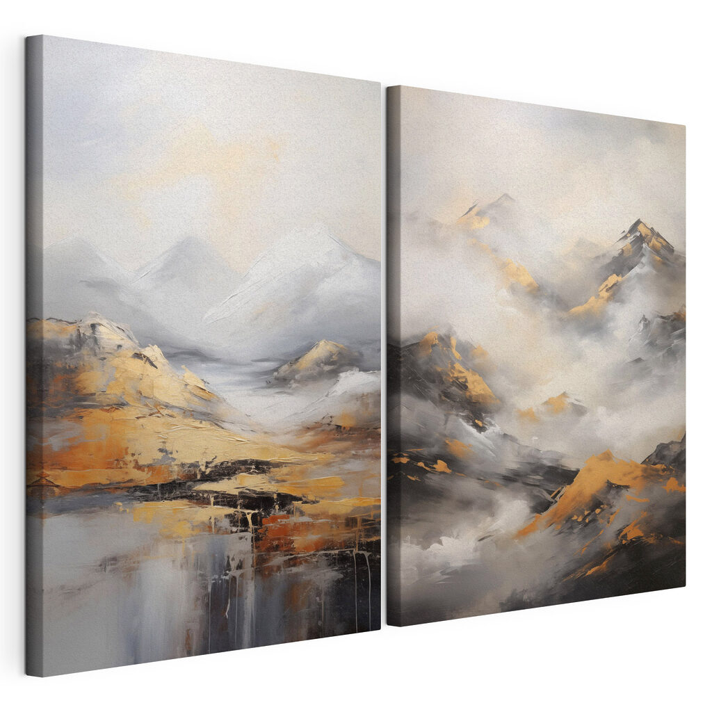 Painting of mountains with clouds Painting of mountains with clouds