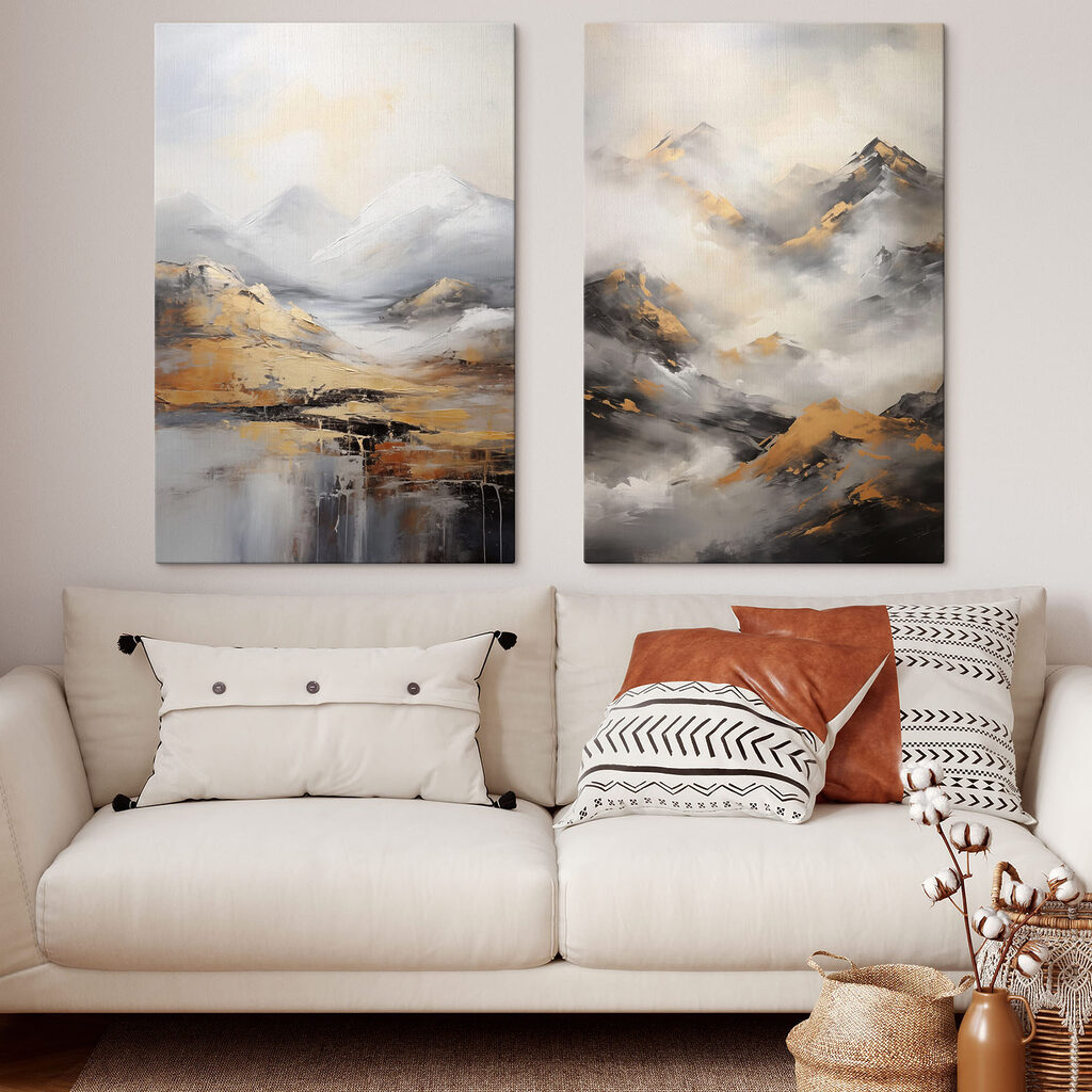 Painting of mountains with clouds Painting of mountains with clouds