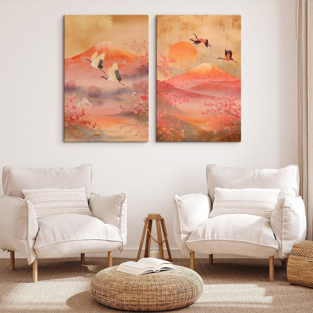 Two images of a mountain and a lake Two images of a mountain and a lake