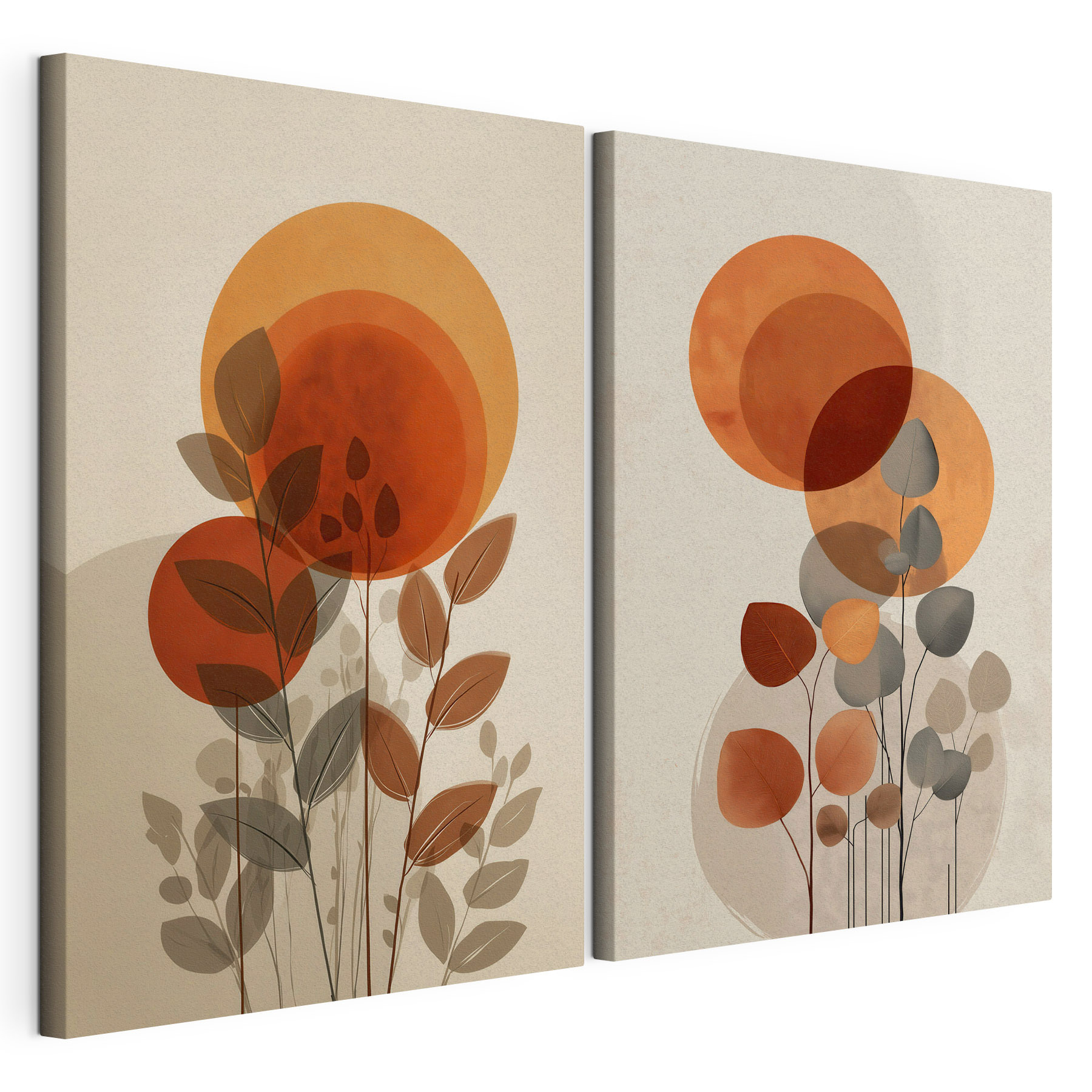 - Vibrant circles with leafy accents - Vibrant circles with leafy accents