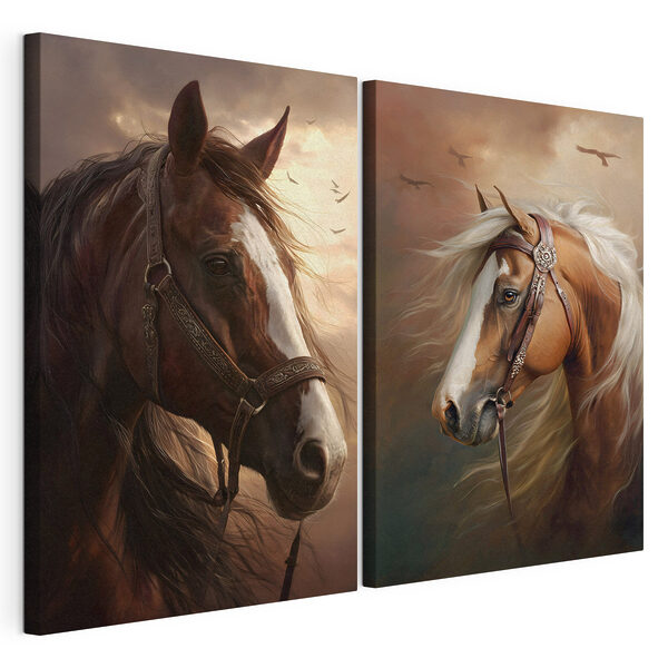 Collage of horses with a bridle Collage of horses with a bridle