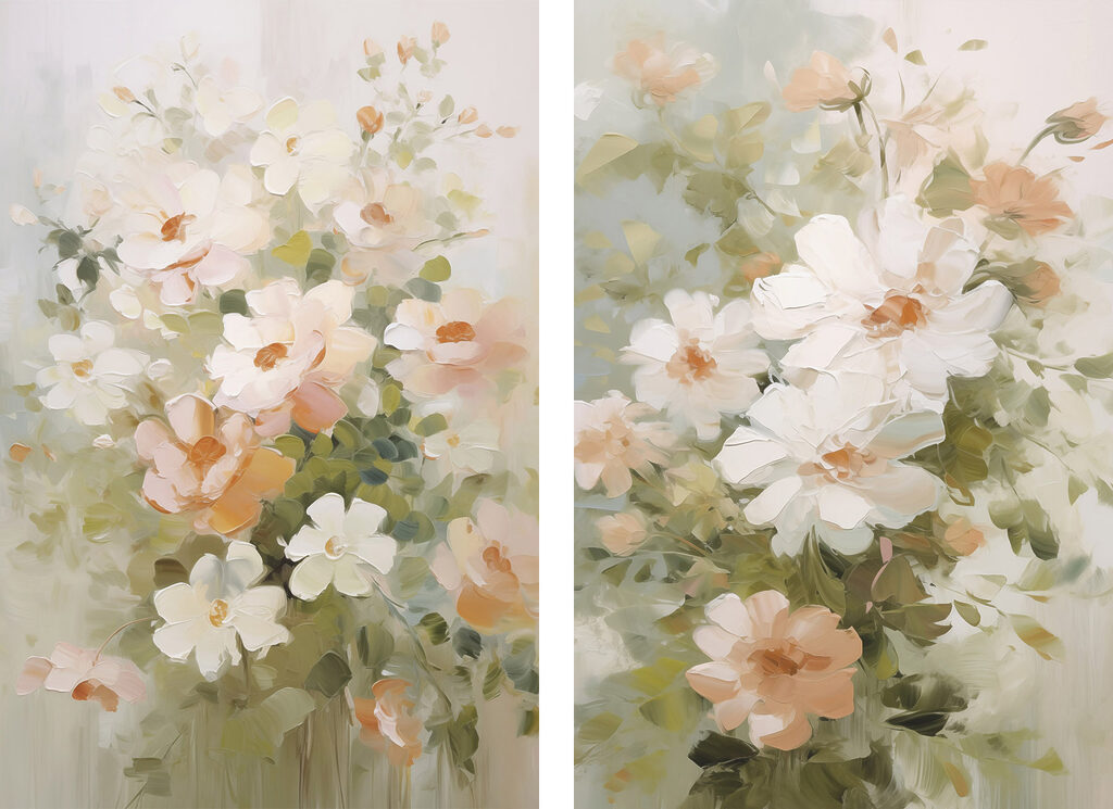 Painting of flowers on canvas Painting of flowers on canvas