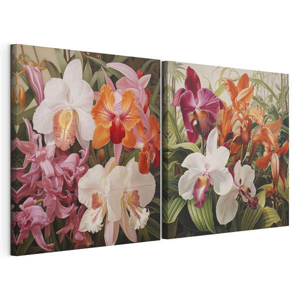 Barevné orchideje v pestré expozici Modulární tisk na plátně Barevné orchideje v pestré expozici