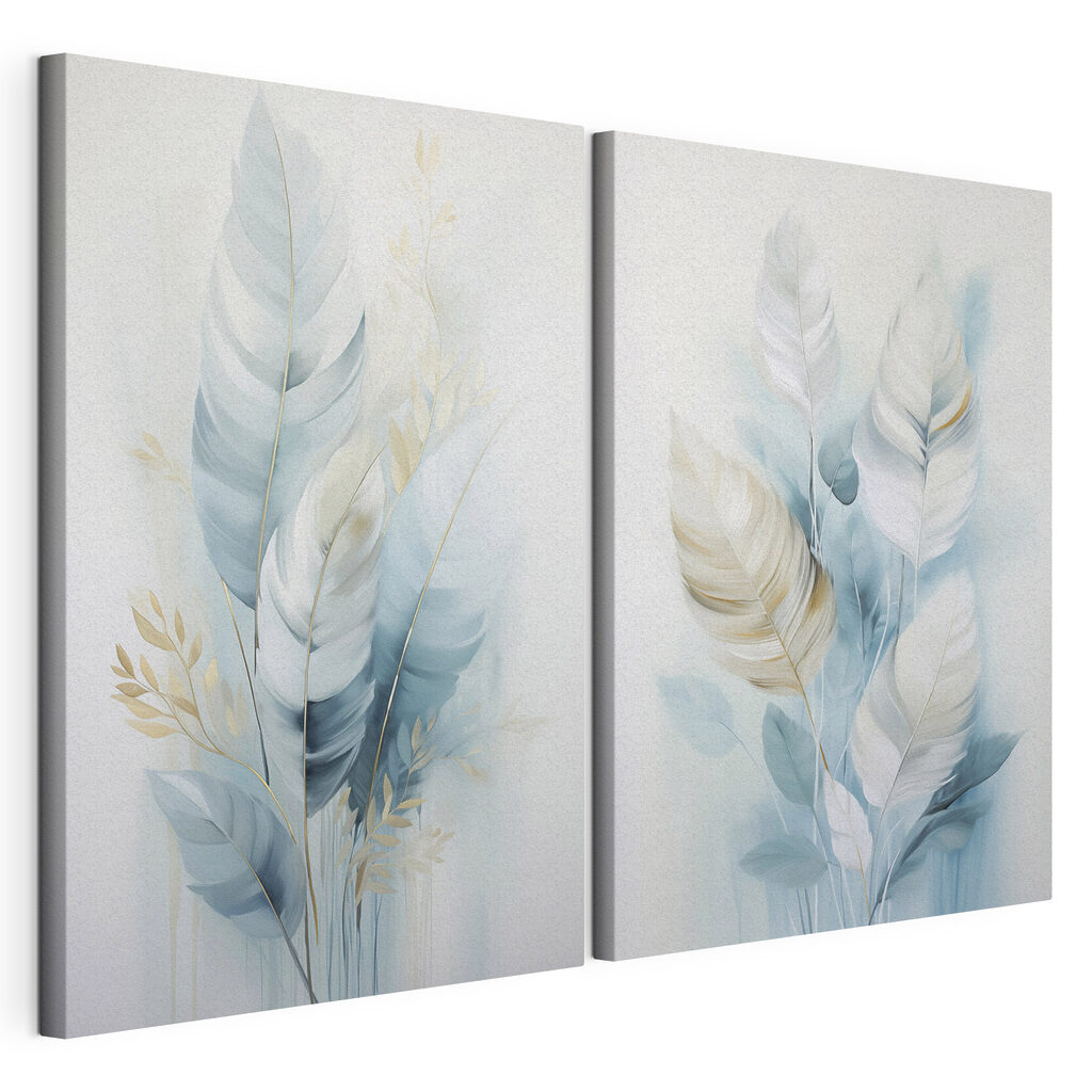 Painting of feathers and leaves Painting of feathers and leaves