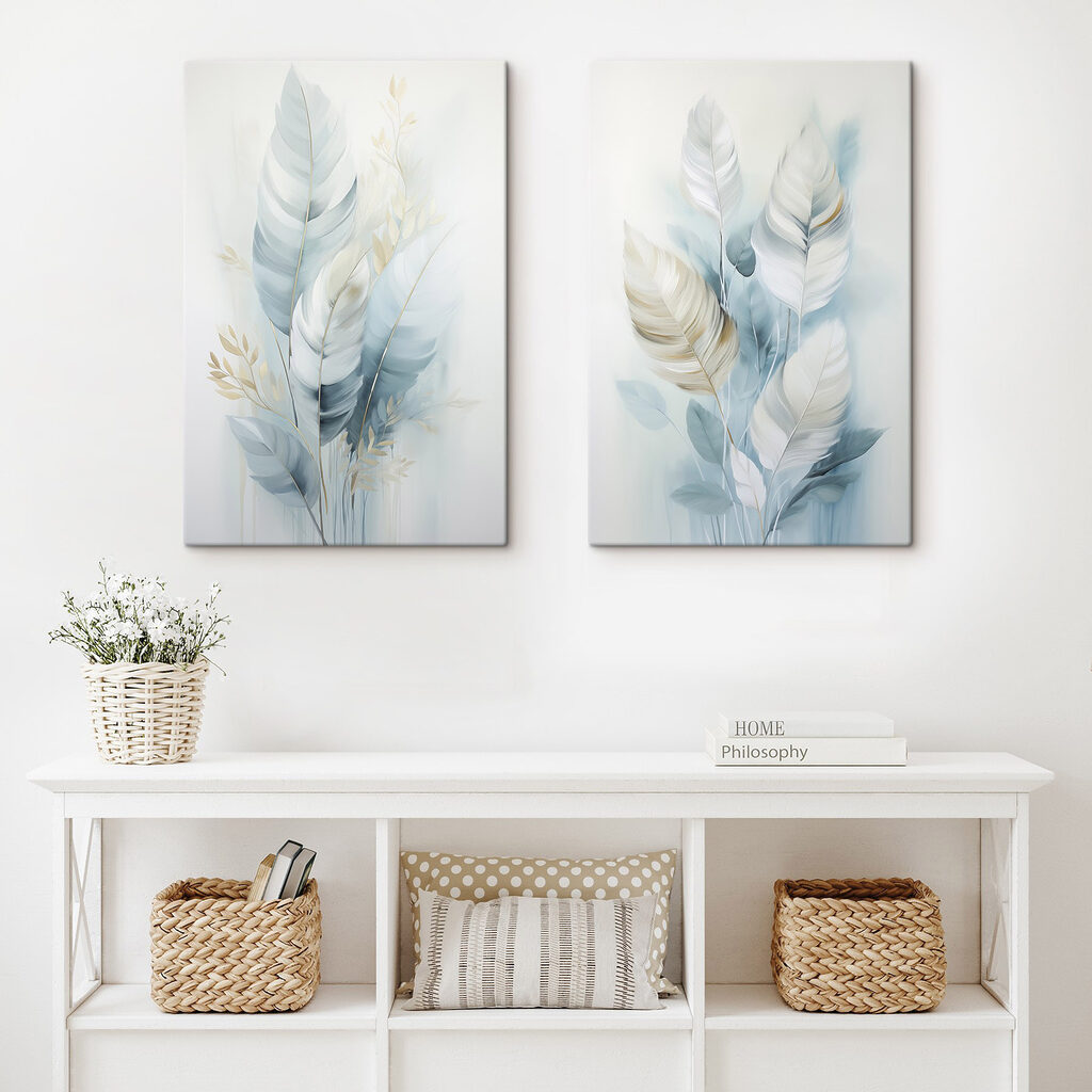 Painting of feathers and leaves Painting of feathers and leaves