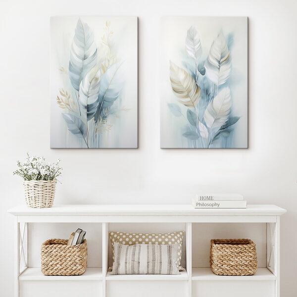 Painting of feathers and leaves Painting of feathers and leaves
