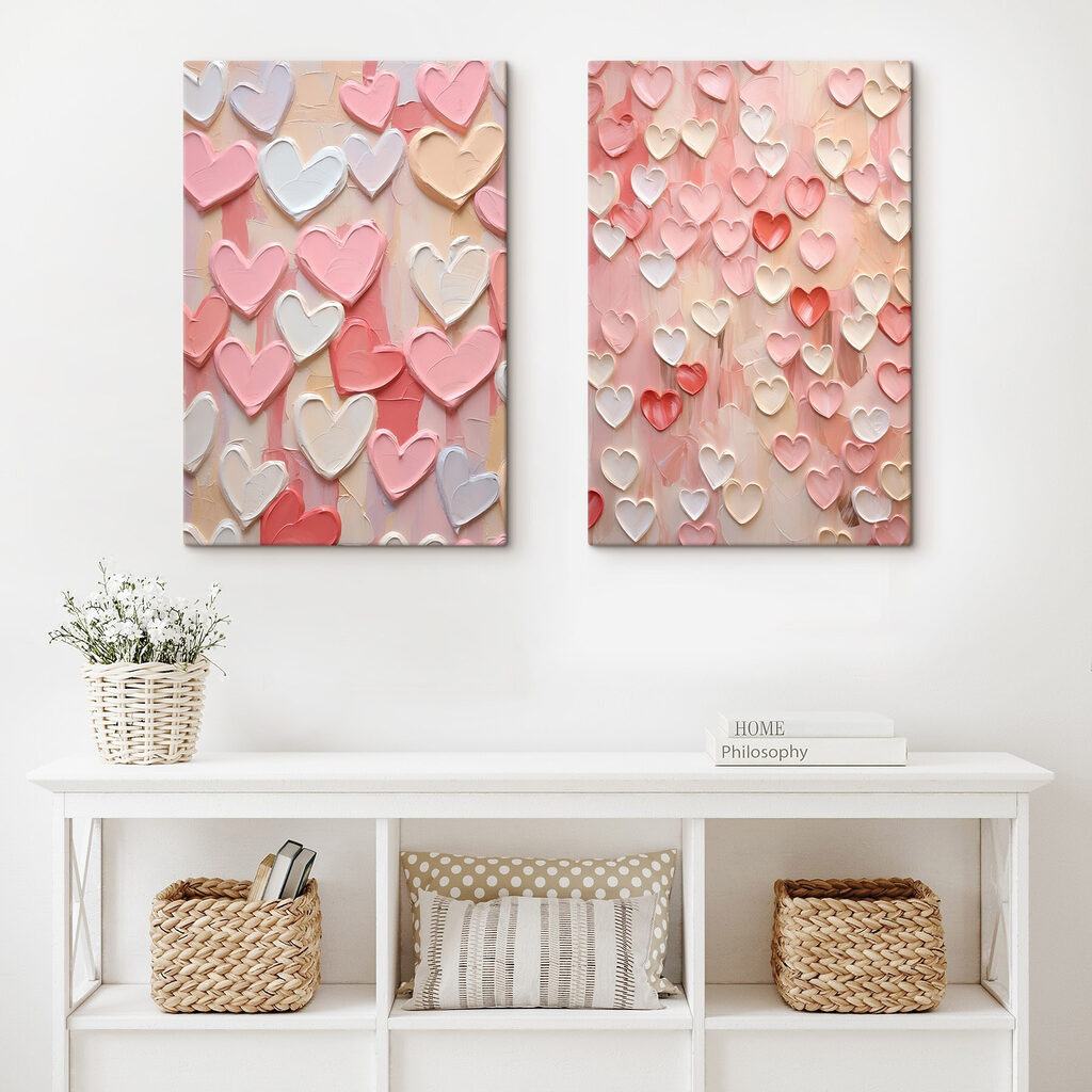 Collage of pink and white hearts Collage of pink and white hearts