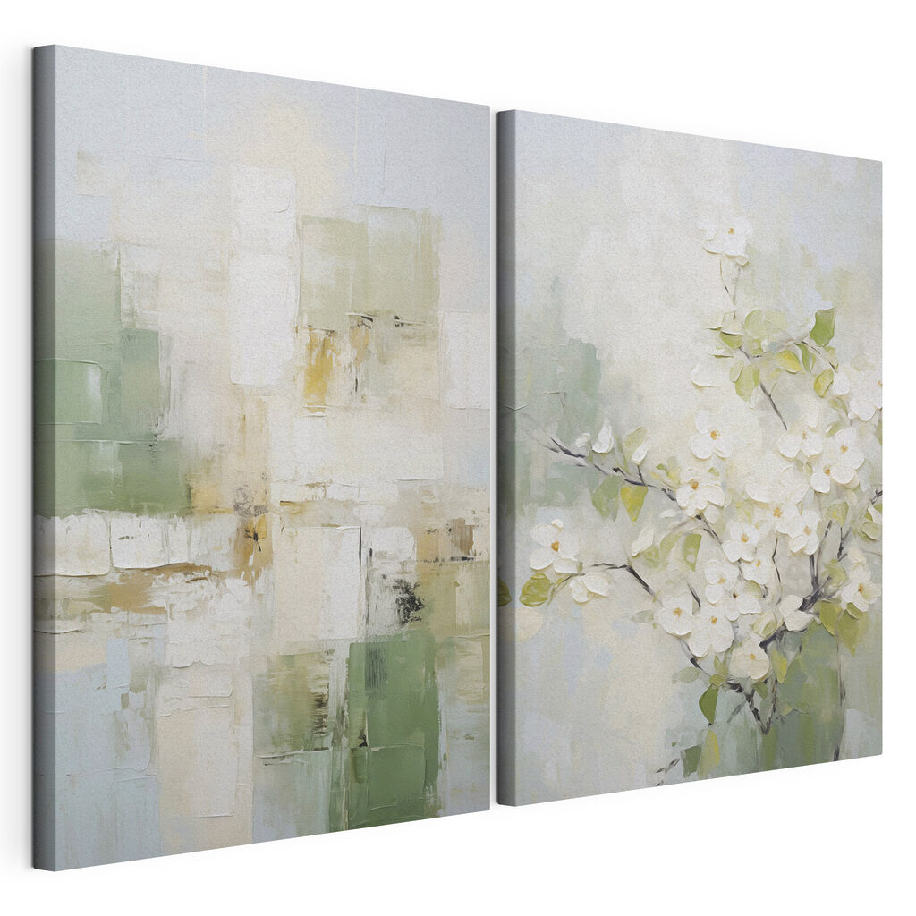 Painting of a tree with white flowers Painting of a tree with white flowers