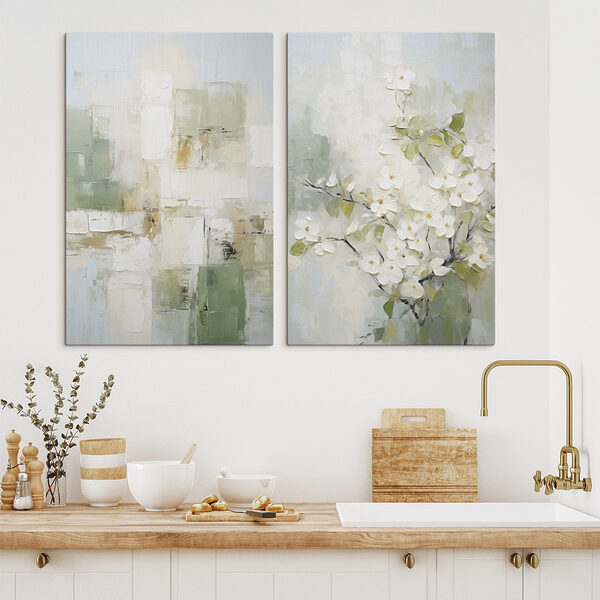 Painting of a tree with white flowers Painting of a tree with white flowers