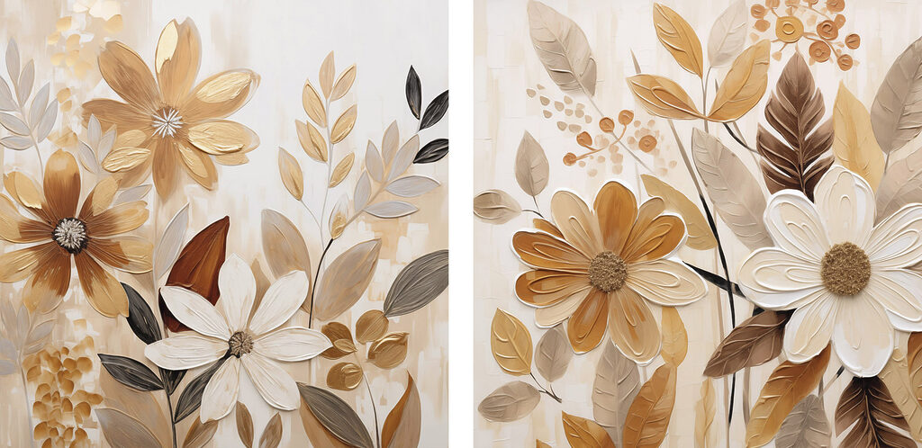 Painting of flowers and leaves Painting of flowers and leaves