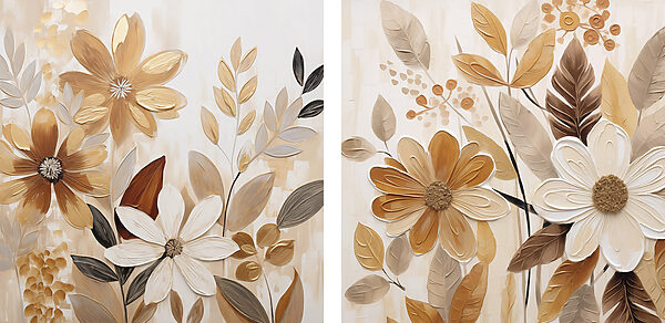 Painting of flowers and leaves Painting of flowers and leaves