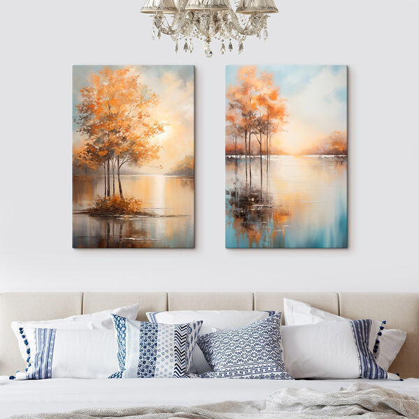 Painting of trees in water Painting of trees in water