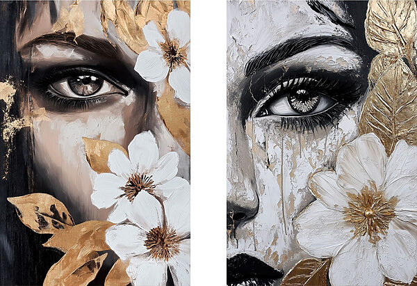 Painting of a woman's face with flowers Painting of a woman's face with flowers