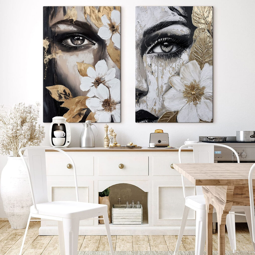 Painting of a woman's face with flowers Painting of a woman's face with flowers