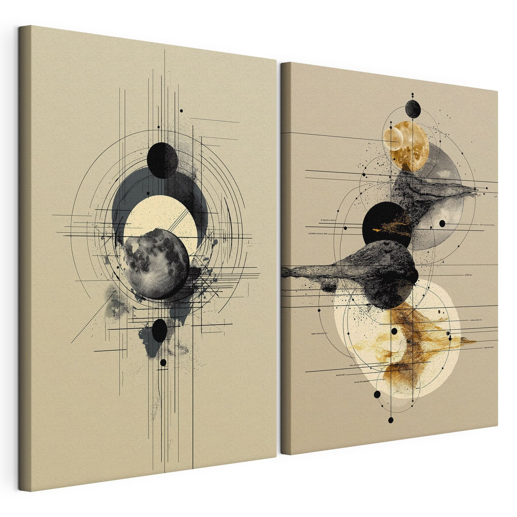 Two images of planets and circles Two images of planets and circles