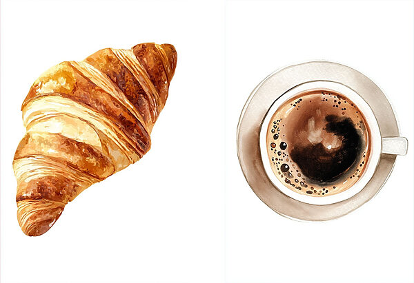 Croissant and a cup of coffee Croissant and a cup of coffee