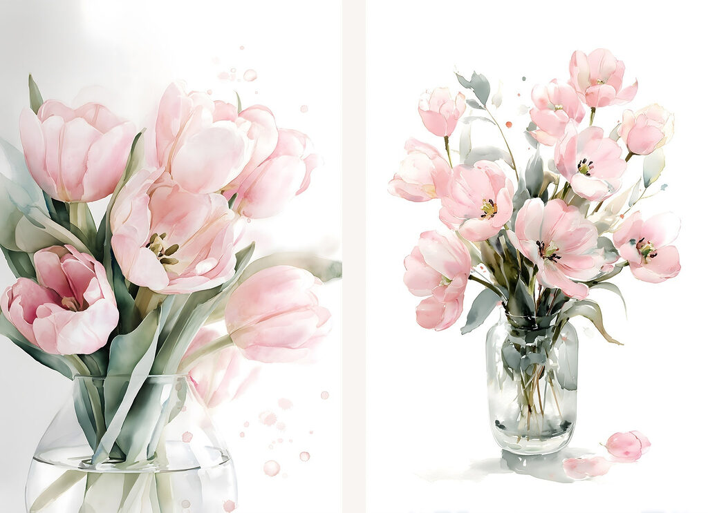 Couple of pink flowers in a vase Couple of pink flowers in a vase