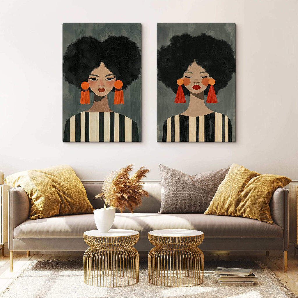 Couple of women with big earrings Couple of women with big earrings