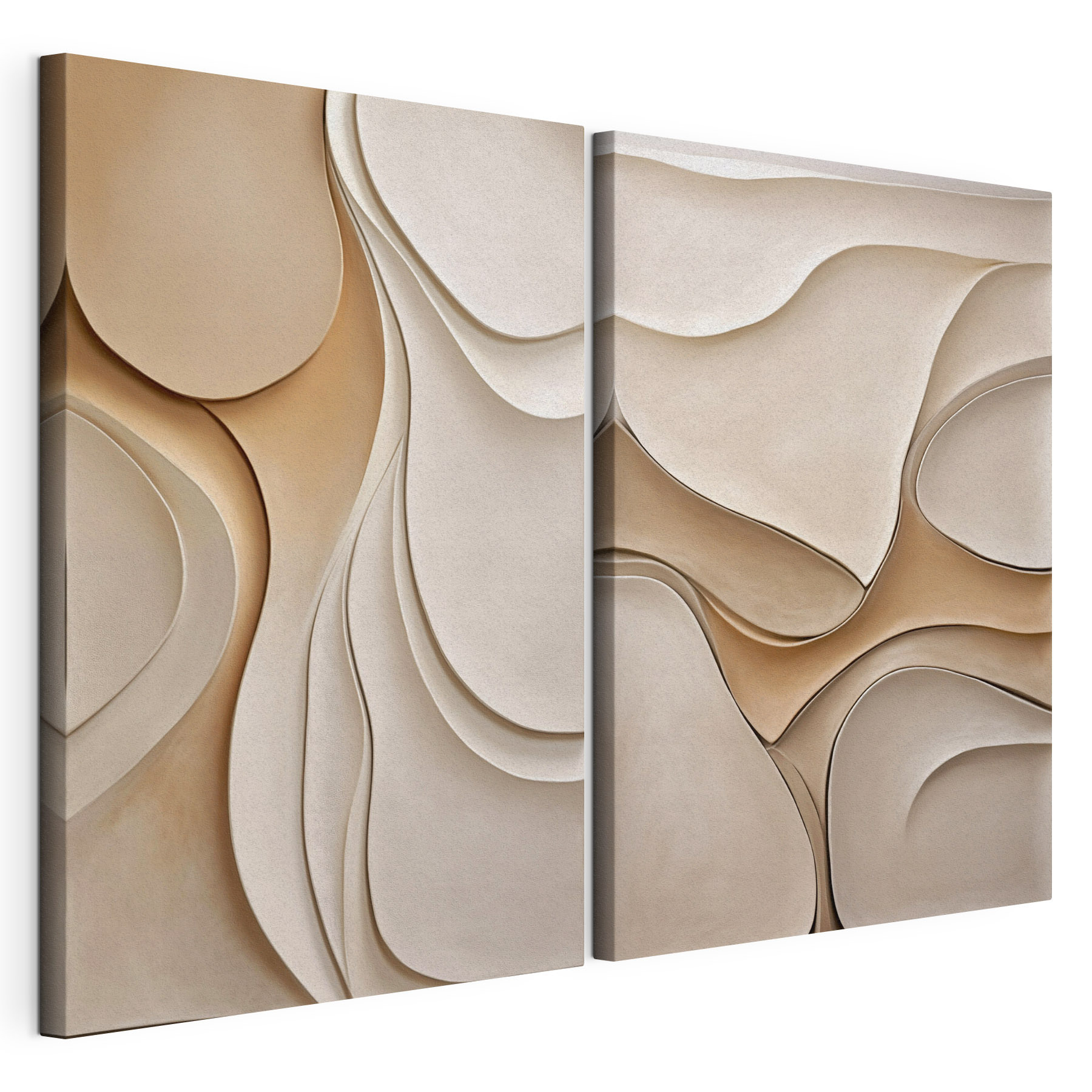 Collage of white and brown wavy shapes Collage of white and brown wavy shapes