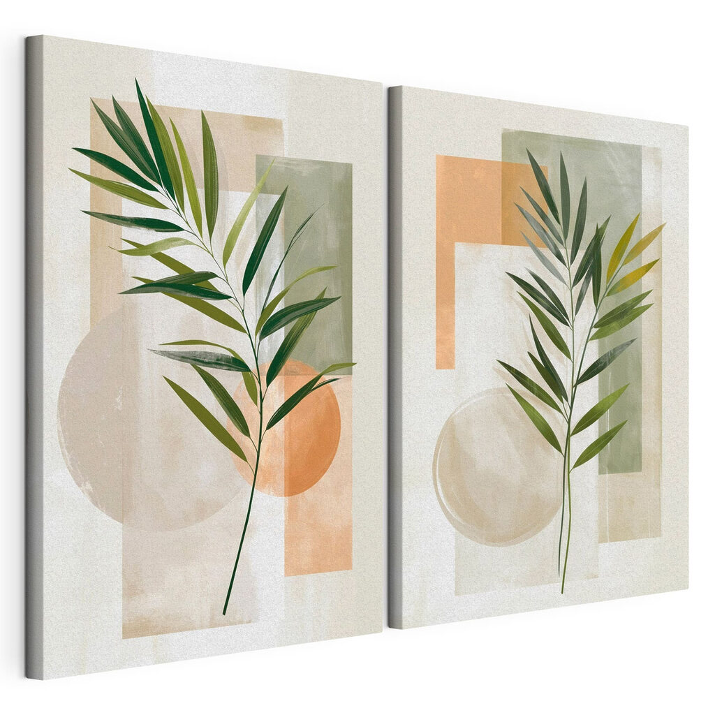 Painting of leaves and squares Painting of leaves and squares