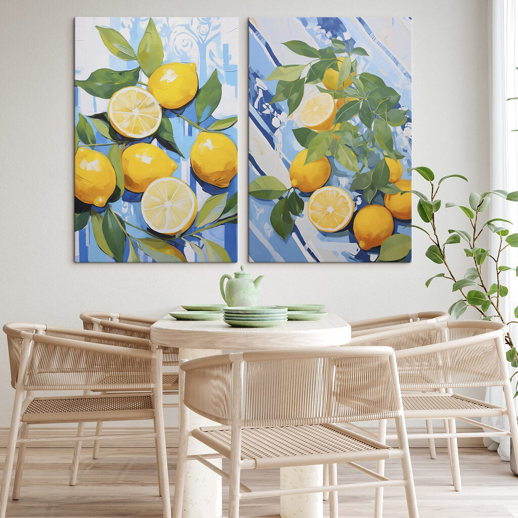 Painting of lemons and leaves Painting of lemons and leaves