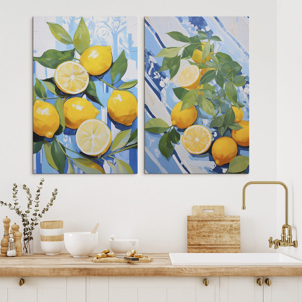Painting of lemons and leaves Painting of lemons and leaves
