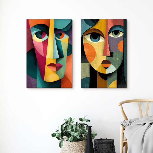 Couple of faces with different colors