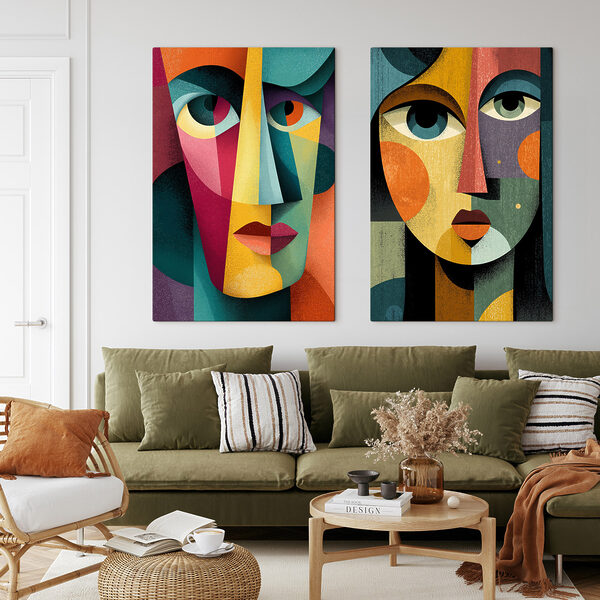 Couple of faces with different colors