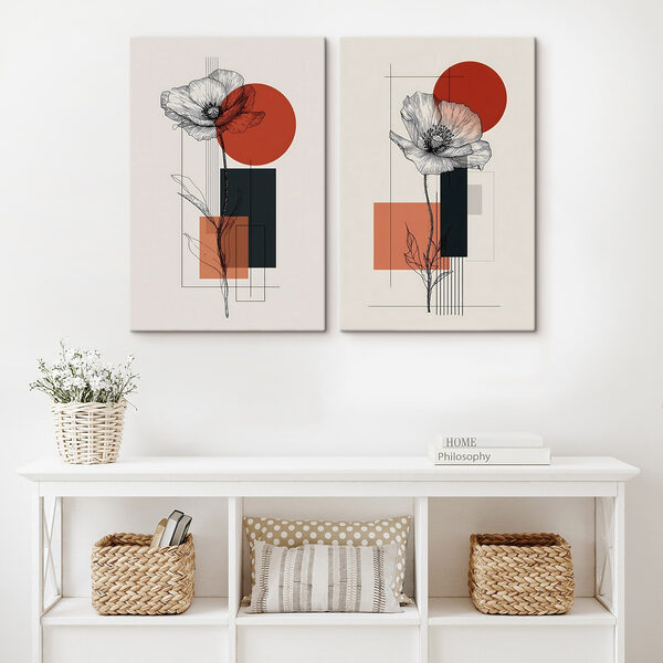 Collage of flowers and geometric shapes Collage of flowers and geometric shapes