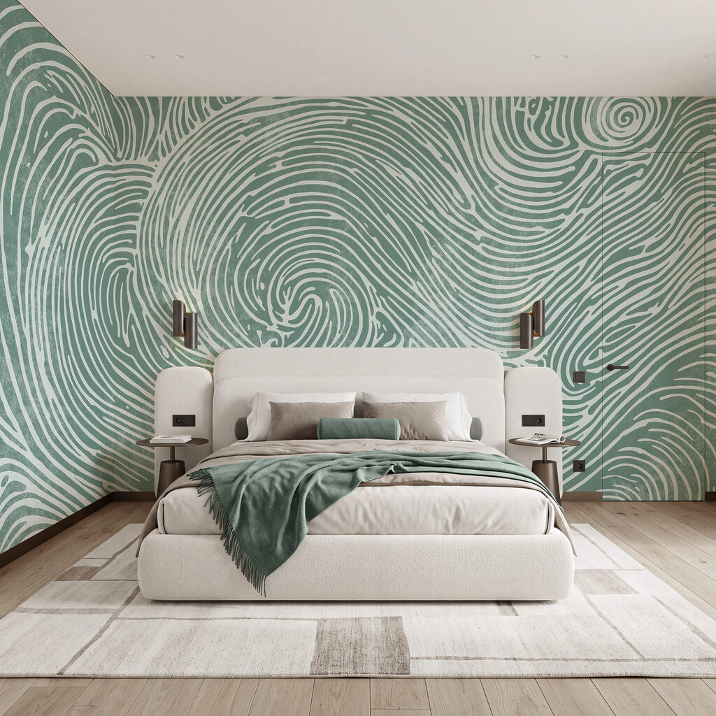 Plynulé linie v uklidňujících tyrkysových odstínech Plynulé linie v uklidňujících tyrkysových odstínech