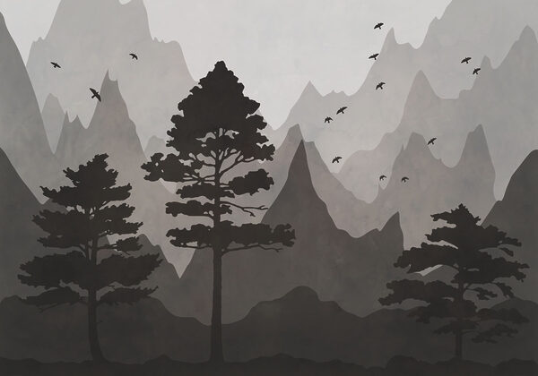 Landscape with mountains and trees