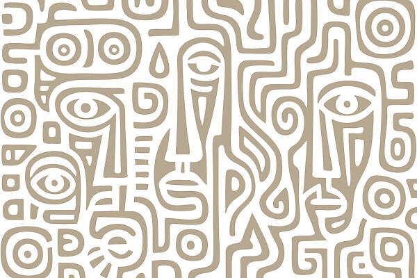 Pattern of lines and faces Pattern of lines and faces