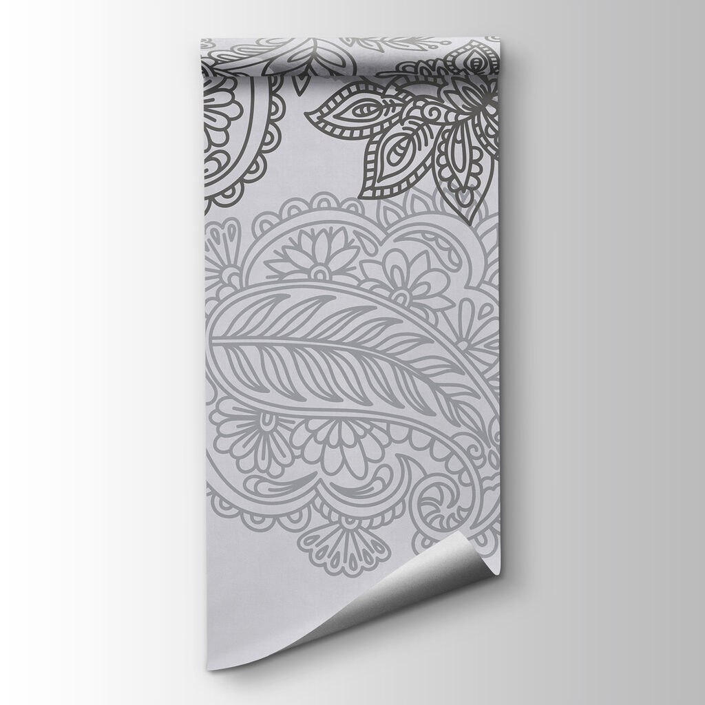 Grey and white background with paisley design Grey and white background with paisley design