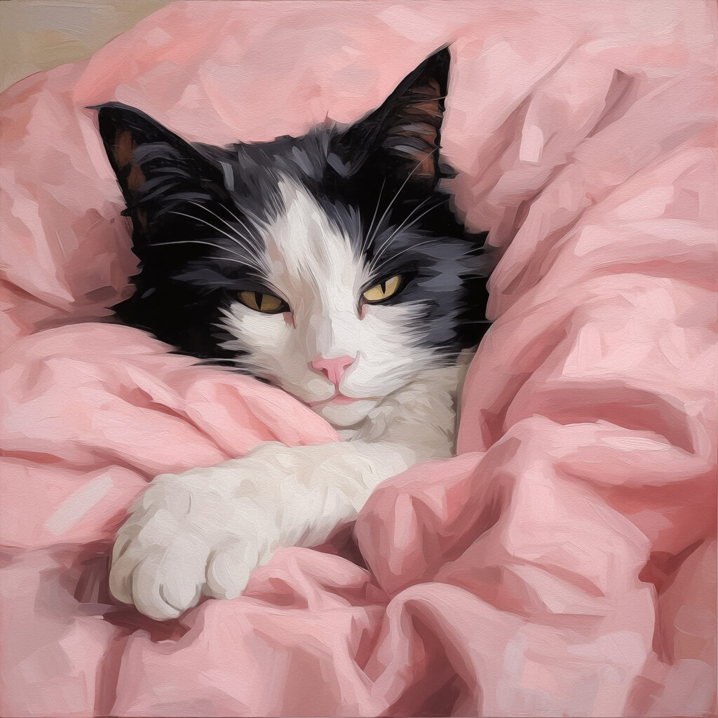Cat lying in a blanket