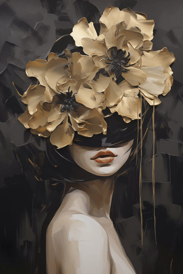 Painting of a woman with flowers on her head