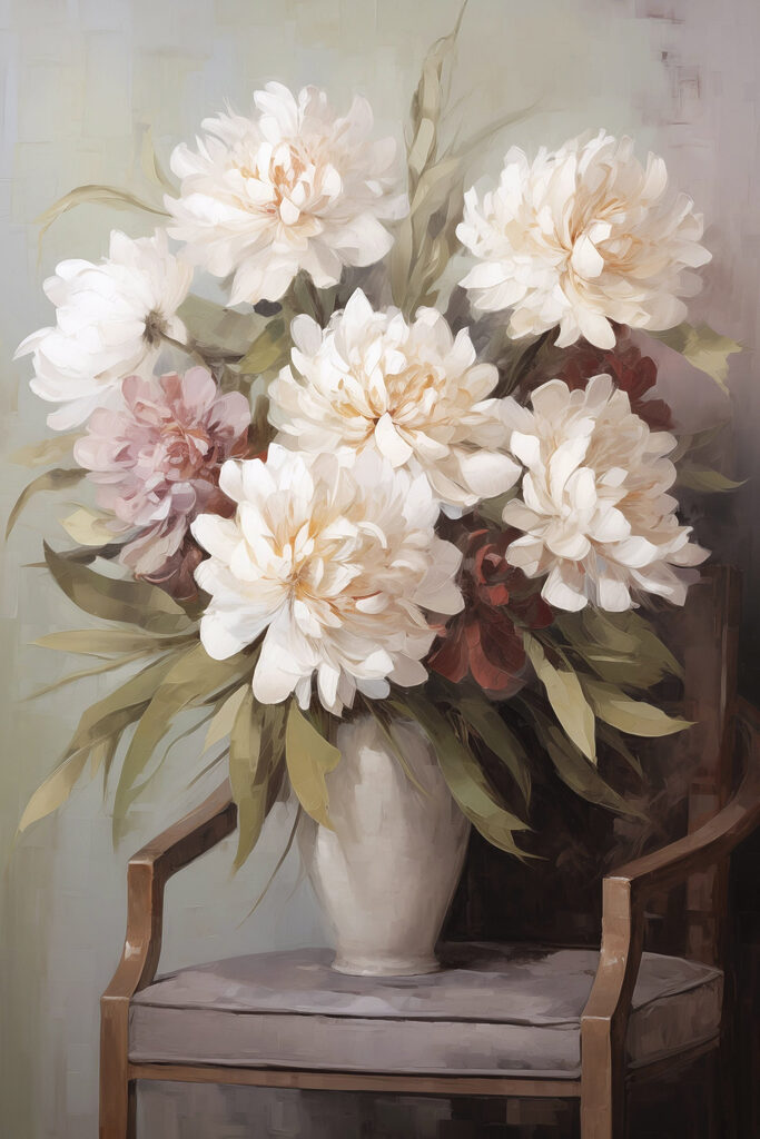 Painting of flowers in a vase