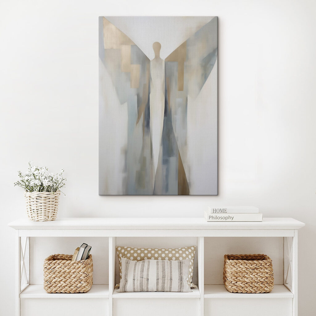 Painting of a person with wings