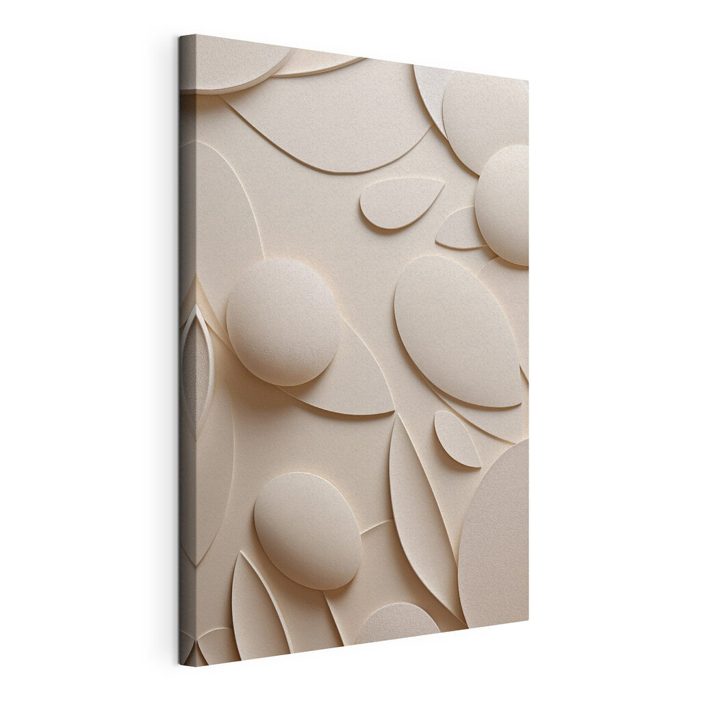 White and beige background with circles and leaves White and beige background with circles and leaves